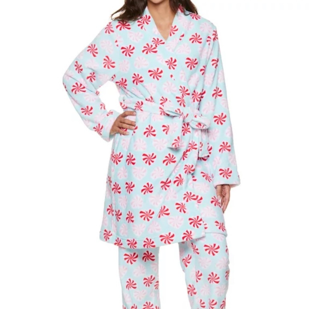 Women's & Women's Plus Plush Robe and Pant Lounge Pajama Sleep Set, 2pc.